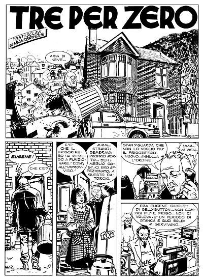 Una tavola di Bruno Brindisi da "Dylan Dog. Tre passi nel brivido". Testi di Tiziano Sclavi.