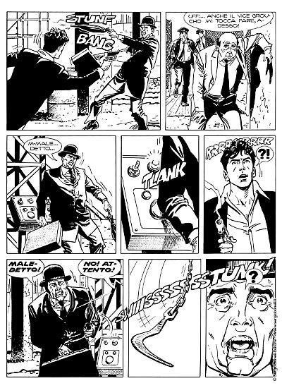 Una tavola di Bruno Brindisi da "Dylan Dog. Tre passi nel brivido". Testi di Tiziano Sclavi.