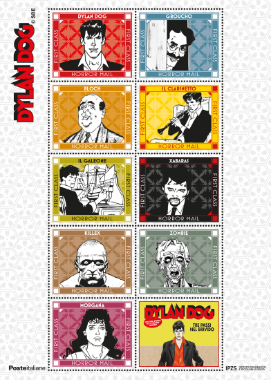 L'esclusivo foglietto erinnofilo di Dylan Dog, realizzato da I.P.Z.S. per Poste Italiane.